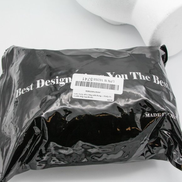 Lativ Curly Afro Wig with Bangs Short Wigs Curly Black Wig Afro Kinkys Wig - Picture 5 of 6